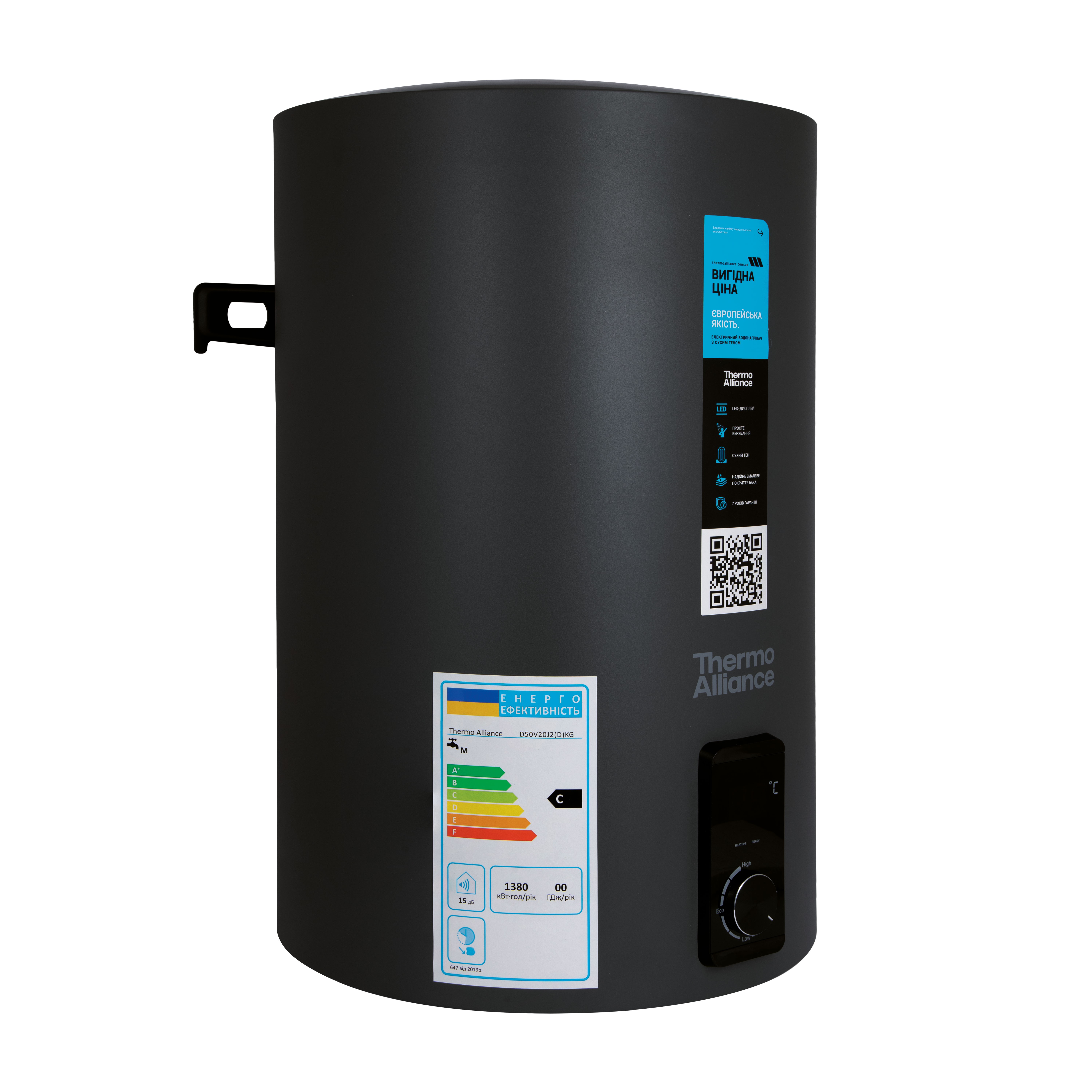 Водонагреватель электрический Thermo Alliance 100 л Black, вертикальный, сухой ТЭН 2,0 кВт (D100V20J3DKВ)