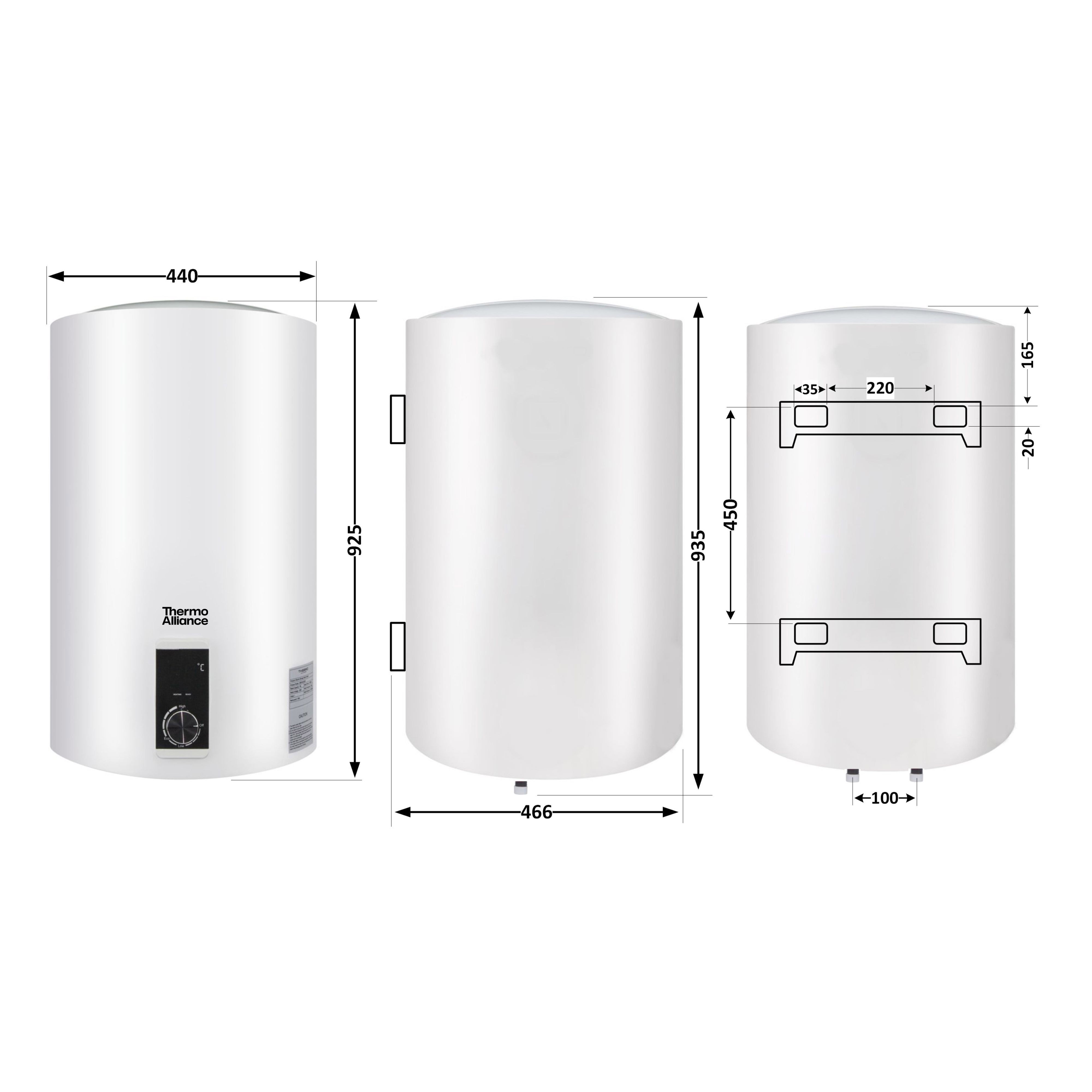 Водонагреватель электрический Thermo Alliance 100 л вертикальный, сухой ТЭН 2,0 кВт (D100V20J3DK)