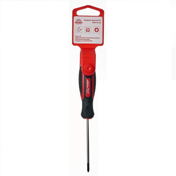 Отвертка крестовая Vitals Master S2, PH0 х 75 мм