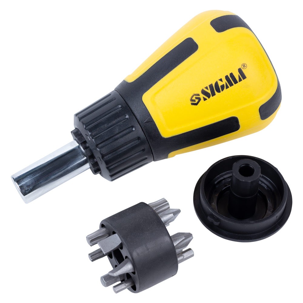 Отвертка с реверсом Sigma CrV и двухсторонними битами 6 в 1