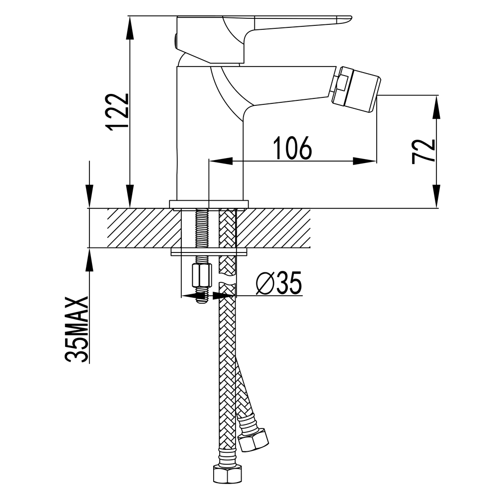 Змішувач для біде Corso Garda на шпильці Ø35 мм