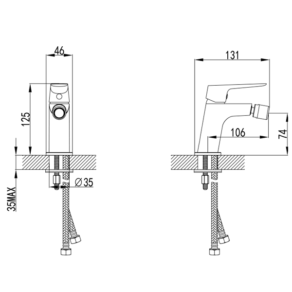 Змішувач для біде Corso Lugano на шпильці Ø26 мм