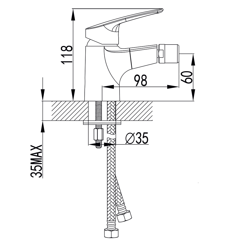 Смеситель для биде Corso Serio на шпильке Ø35 мм