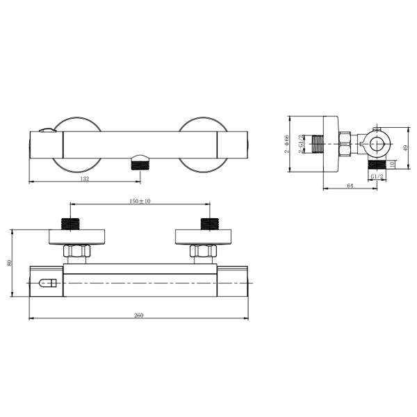 Змішувач для душу Corso Volturno Ø25 термостатичний