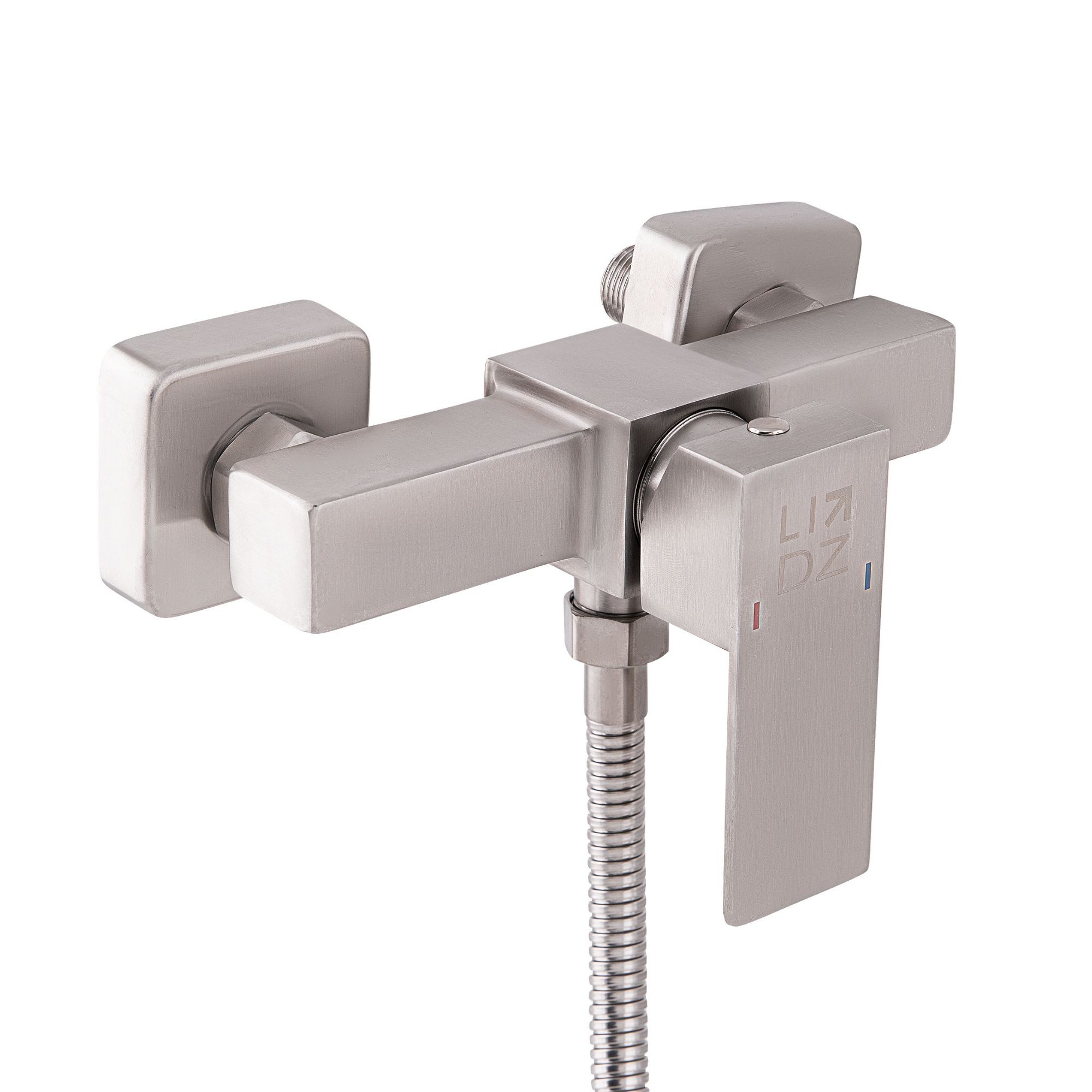 Смеситель для душа Lidz Kubis 010 (с душевым гарнитуром) (k35) Nickel (LDKUB010NKS28535)