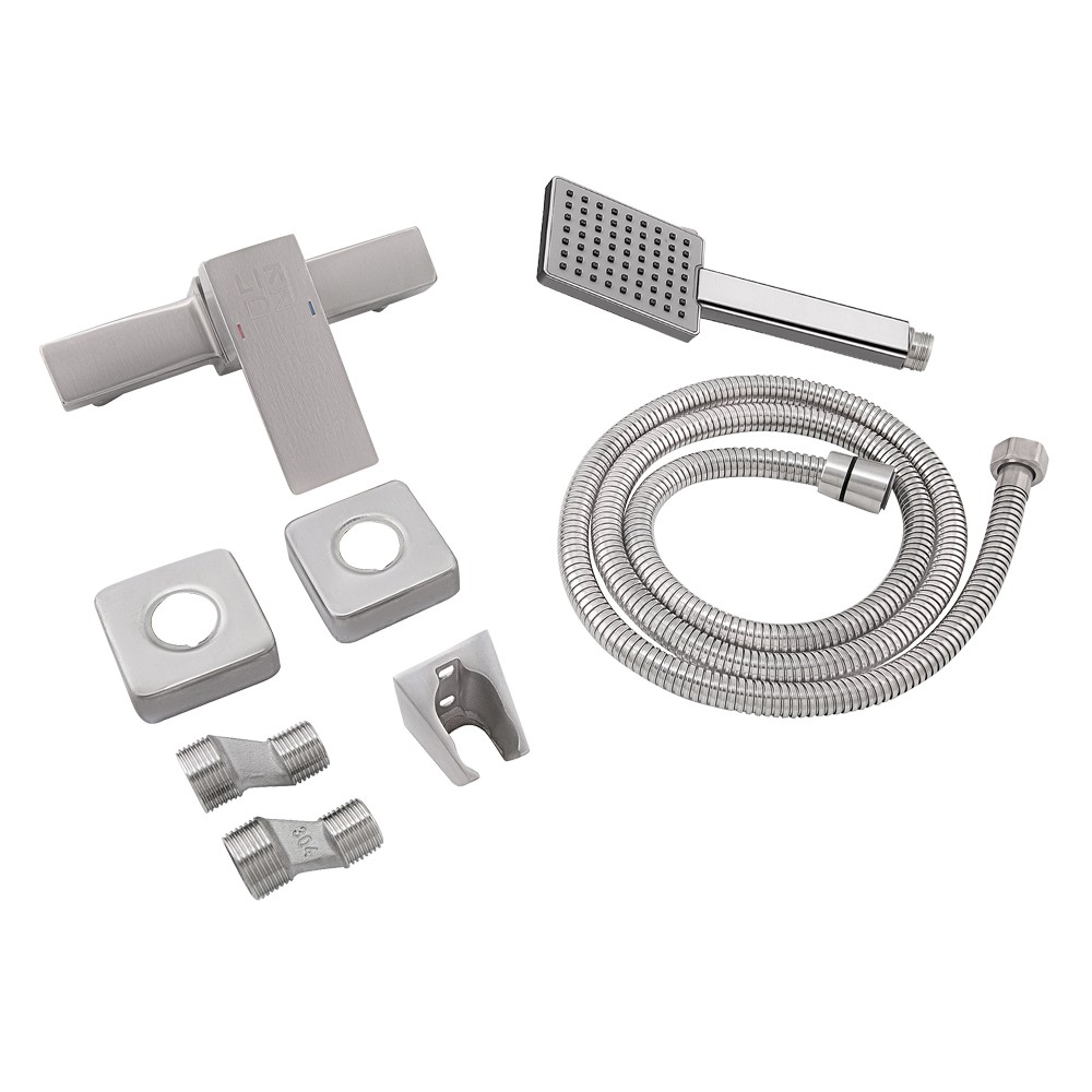 Смеситель для душа Lidz Kubis 010 (с душевым гарнитуром) (k35) Nickel (LDKUB010NKS28535)