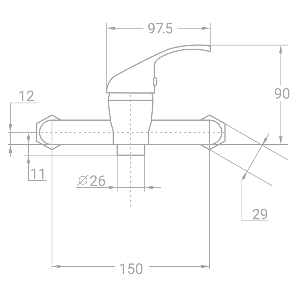 Змішувач для душу TAU TN Ø35 TN-1D142C