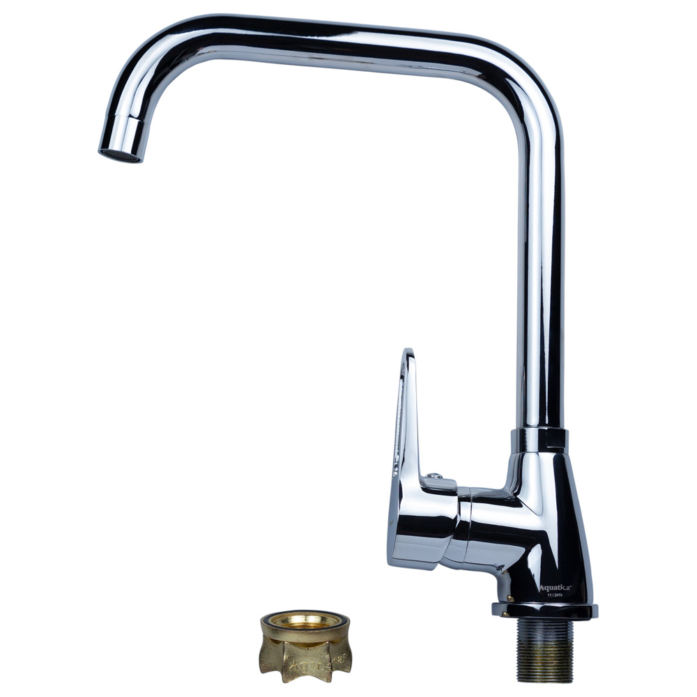 Змішувач для кухні Aquatica HL гусак на гайці Ø35 мм