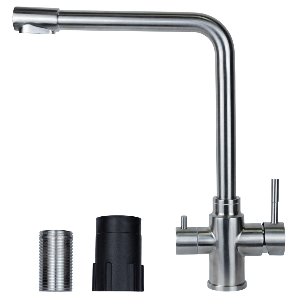 Змішувач для кухні Aquatica KT гусак з виходом для питної води на гайці Ø35 мм