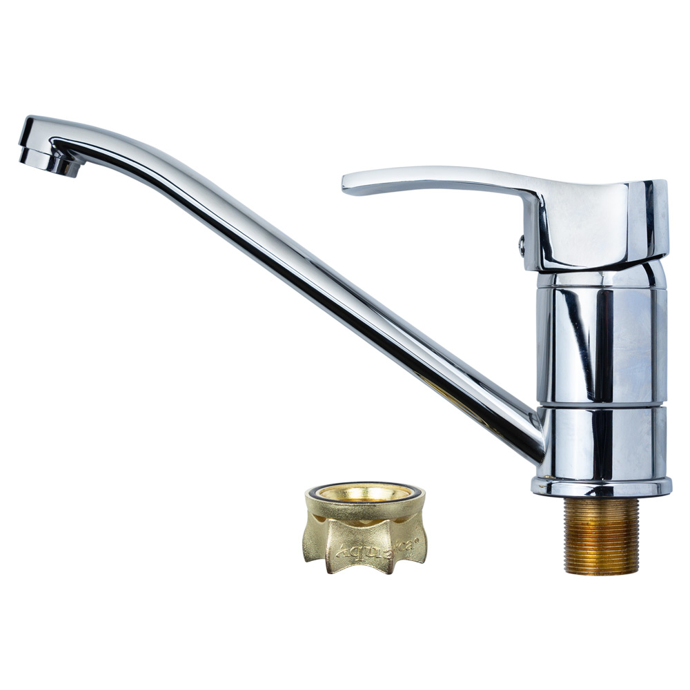 Змішувач для кухні Aquatica MD гусак прямий 250мм на гайці Ø40 мм