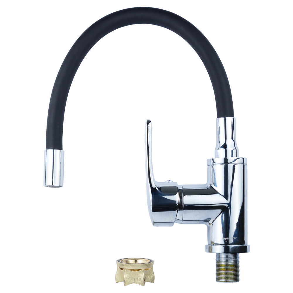 Смеситель для кухни Aquatica ML гусак силиконовый на гайке Ø40 мм