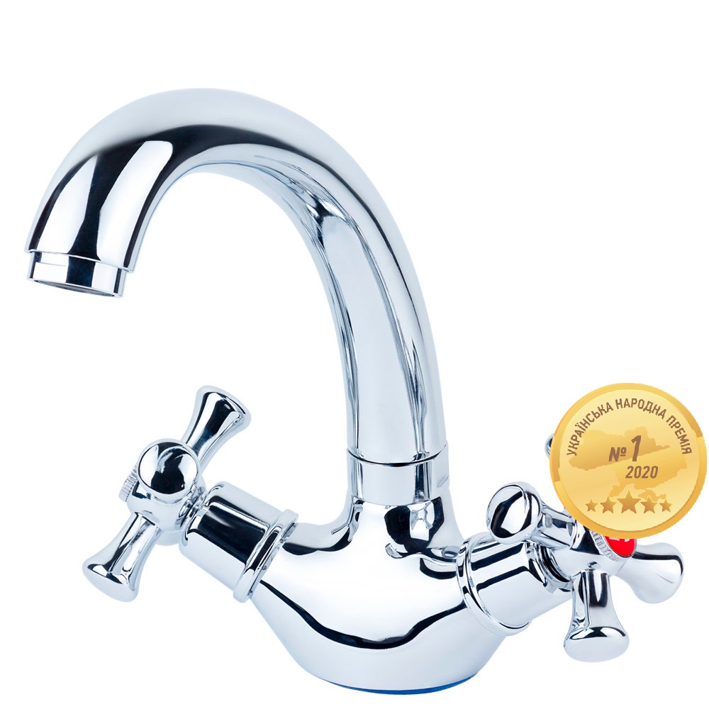 Змішувач для кухні Aquatica PL 1/2" гусак короткий вухо на гайці