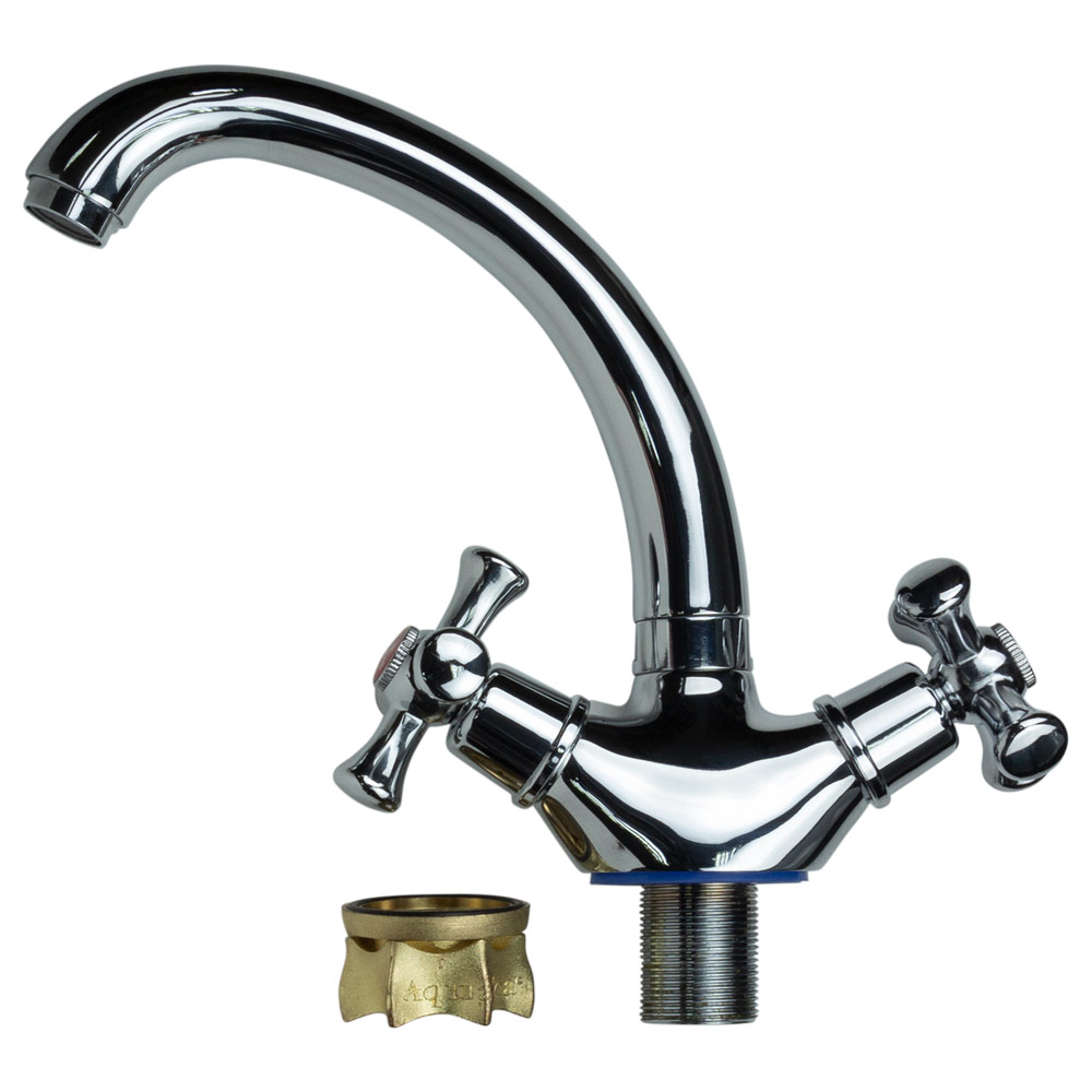 Змішувач для кухні Aquatica PL 1/2" гусак короткий вухо на гайці