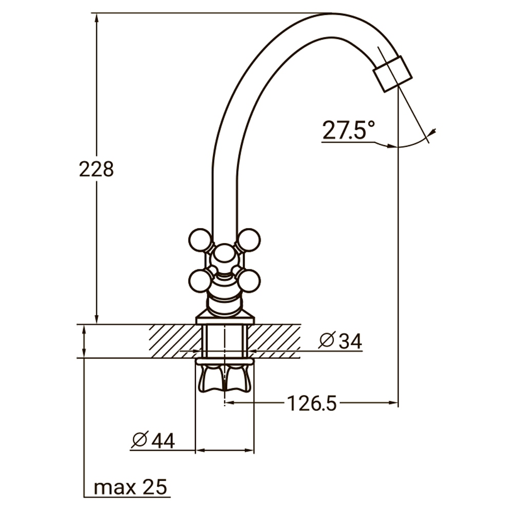 Смеситель для кухни Aquatica QM 1/2" эконом на гайке (КРАТНО 2 ШТ)