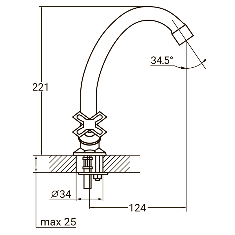 Змішувач для кухні Aquatica QN 1/2" економ на шпильці (КРАТНО 2 ШТ)