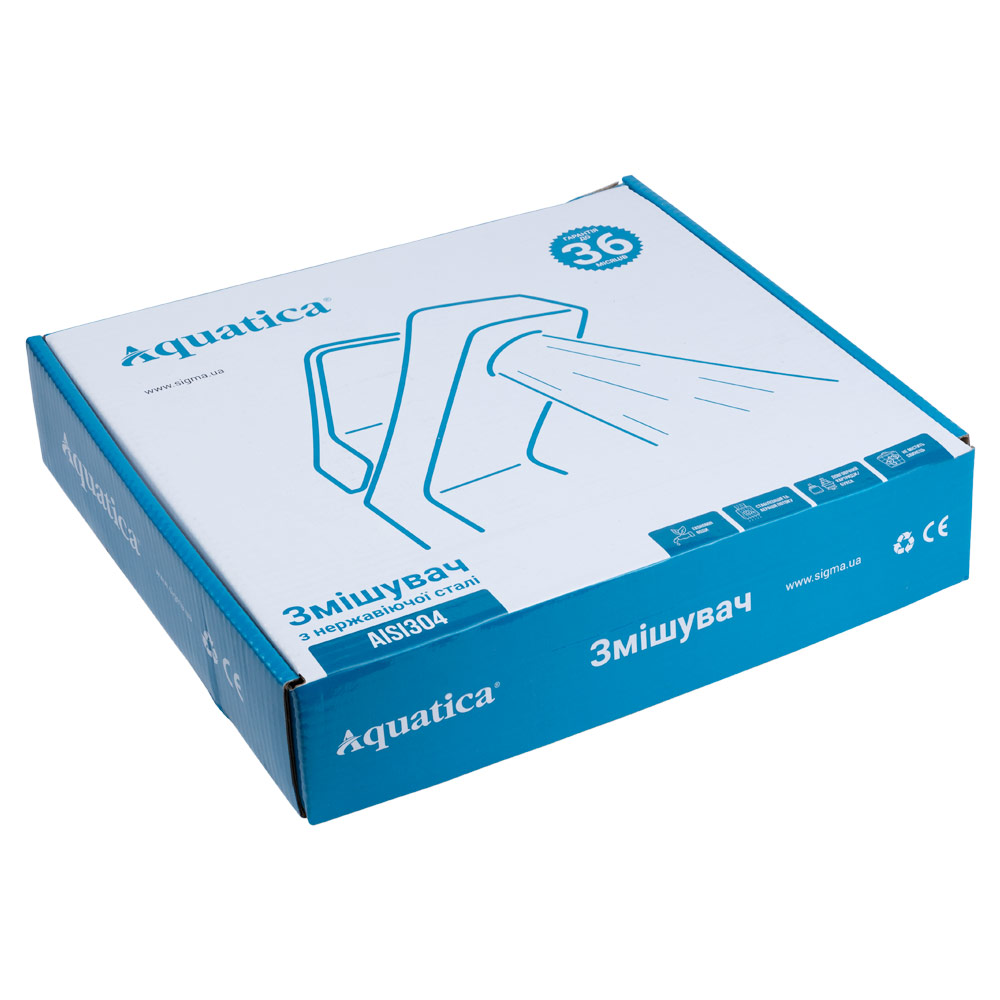 Змішувач для кухні Aquatica SS KT Ø35 Г-гусак на гайці