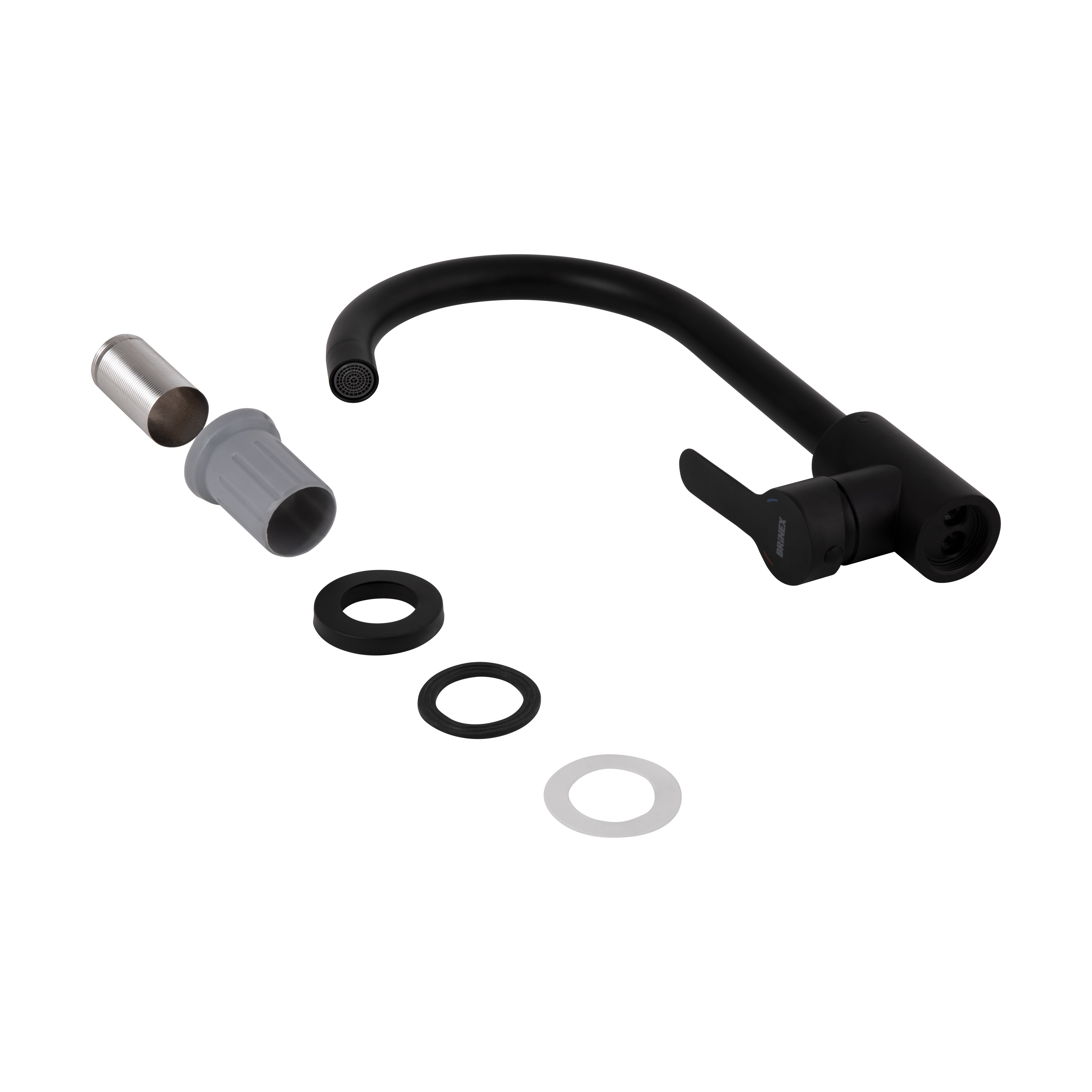 Змішувач для кухні Brinex Pure 015F U-образний Black Matt (BRIPUR015FBLM)