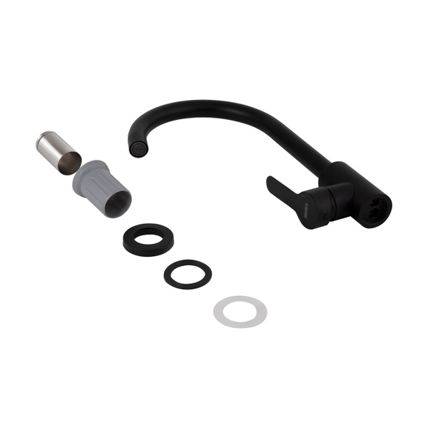 Змішувач для кухні Brinex Pure 015F U-образний Black Matt (BRIPUR015FBLM)