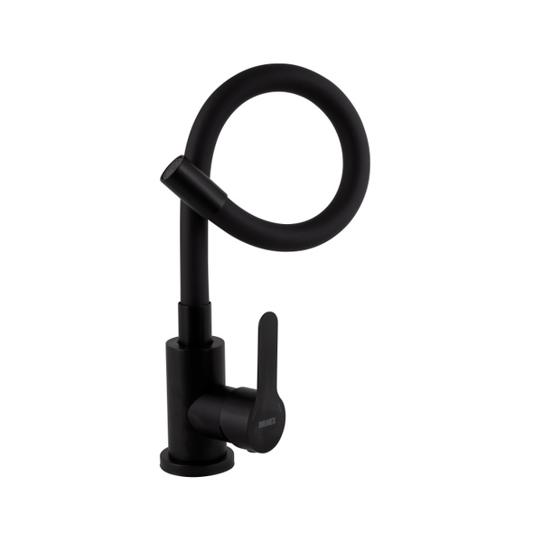 Змішувач для кухні Brinex Pure 015F3 з гнучким виливом Black Matt (BRIPUR015F3BLM)