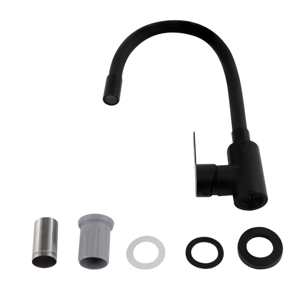 Змішувач для кухні Brinex Pure 015F3 з гнучким виливом Black Matt (BRIPUR015F3BLM)