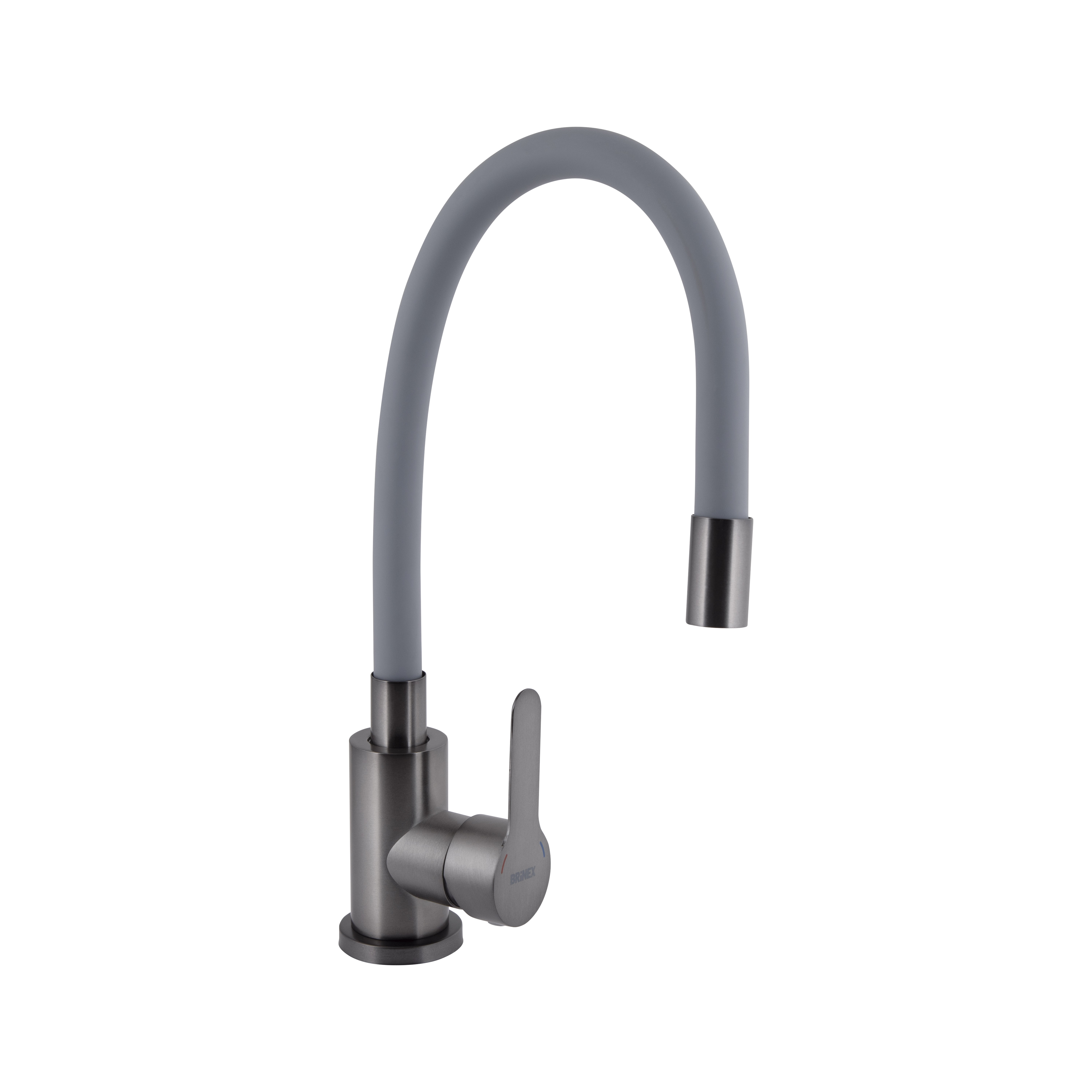 Змішувач для кухні Brinex Pure 015F3 з гнучким виливом Graphite/Grey (BRIPUR015F3GRG)