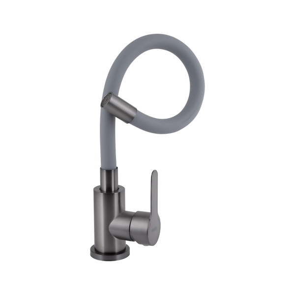 Змішувач для кухні Brinex Pure 015F3 з гнучким виливом Graphite/Grey (BRIPUR015F3GRG)