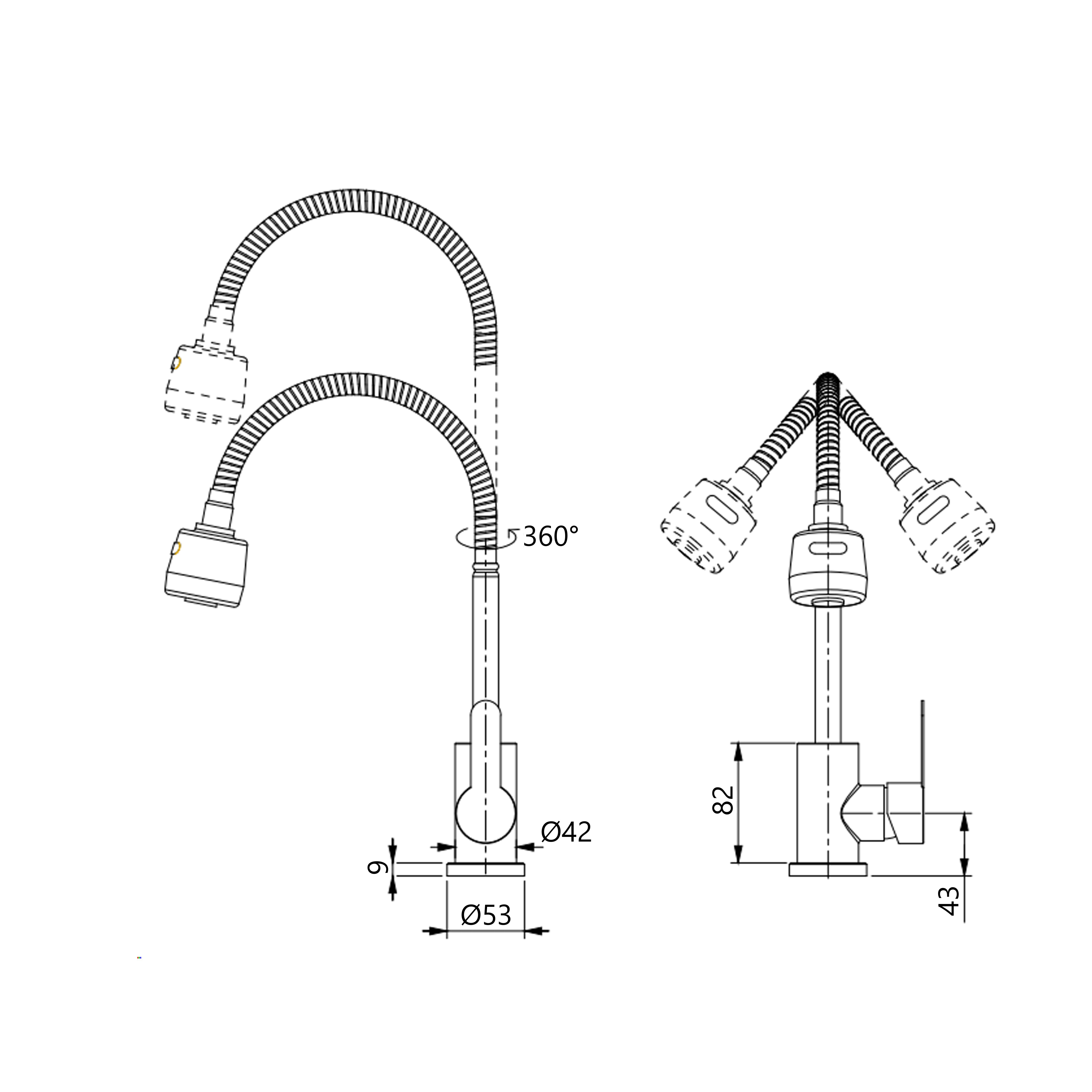 Змішувач для кухні Brinex Pure 015F41 з гнучким виливом Nickel (BRIPUR015F41NKL)