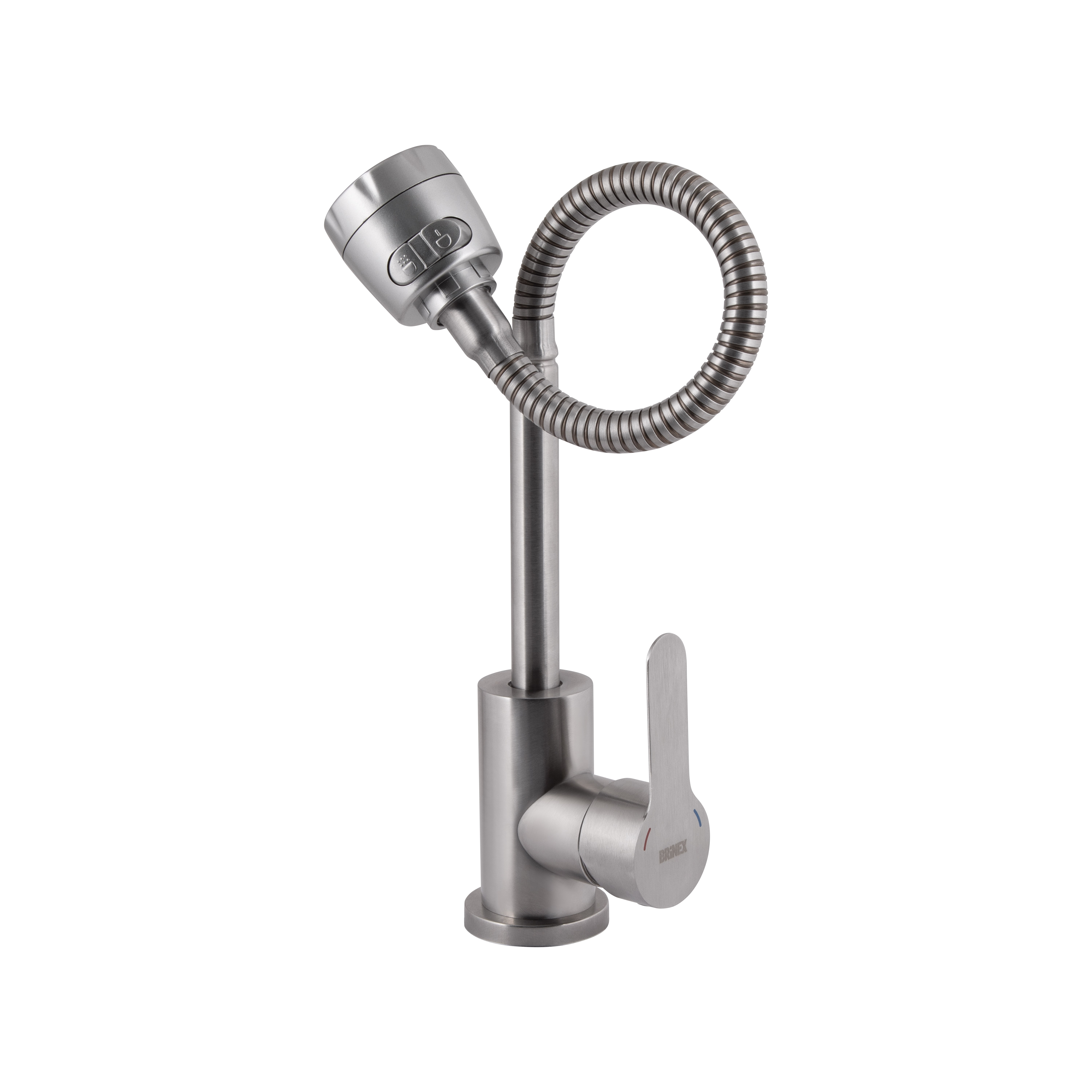 Змішувач для кухні Brinex Pure 015F41 з гнучким виливом Nickel (BRIPUR015F41NKL)