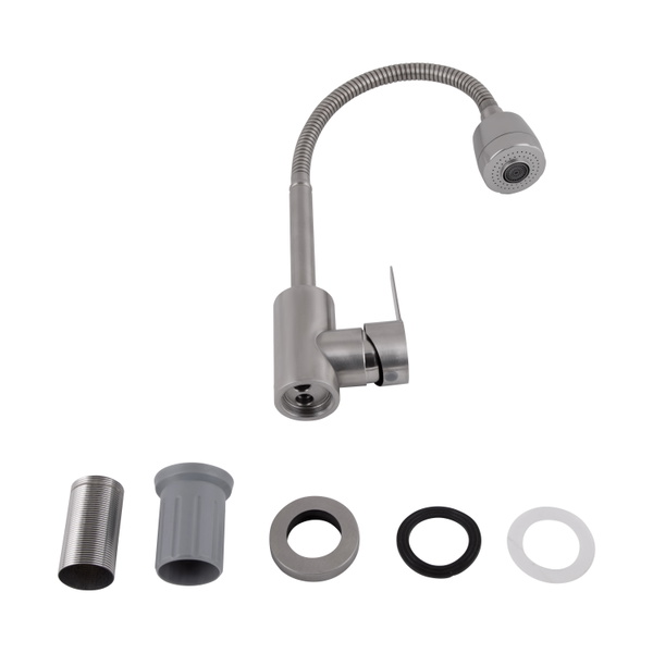 Змішувач для кухні Brinex Pure 015F41 з гнучким виливом Nickel (BRIPUR015F41NKL)