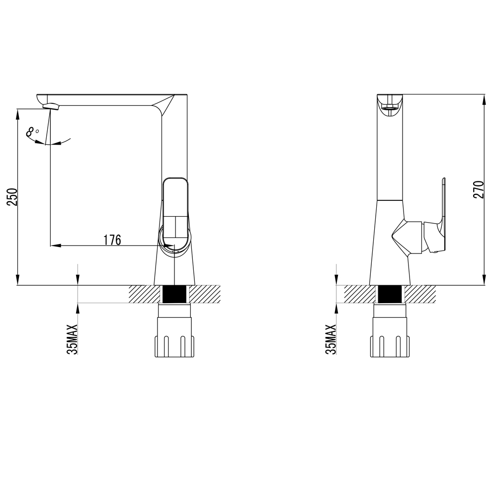 Смеситель для кухни Corso Bracciano на гайке Ø35 мм