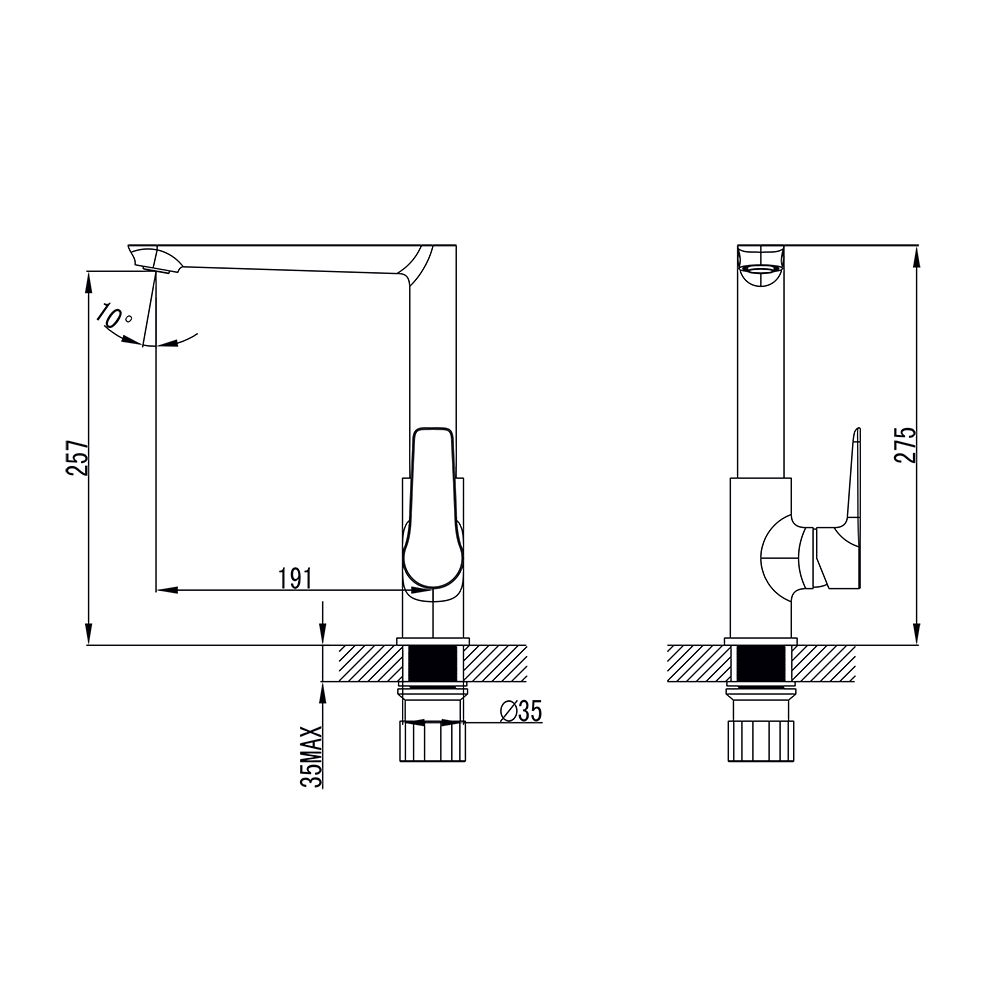 Змішувач для кухні Corso Garda на гайці Ø35 мм