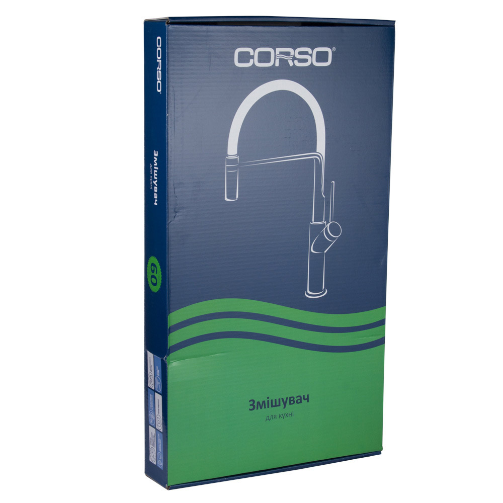Змішувач для кухні Corso Omodeo Ø35 вилив силіконовий на гайці