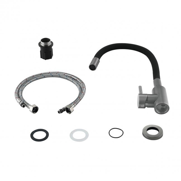 Змішувач для кухні Lidz Aria 015F3 (k35) з гнучким виливом Graphite/Black (LDARI015F3BGRP49564)