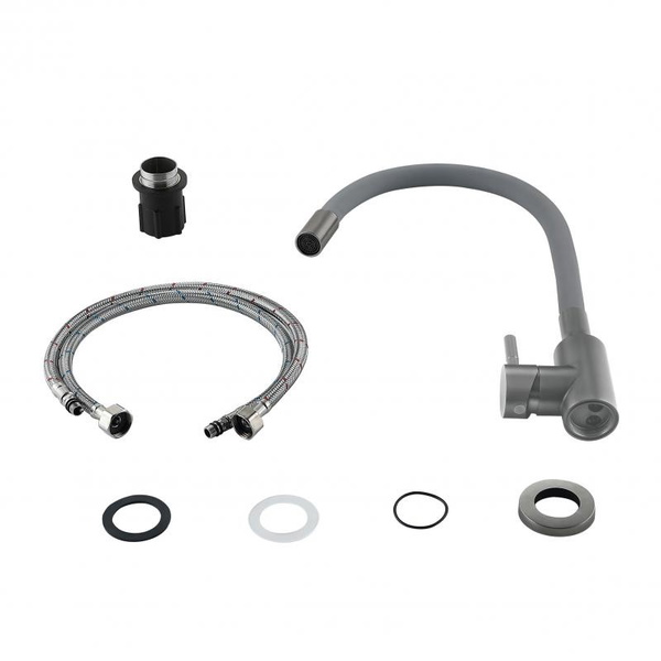 Змішувач для кухні Lidz Aria 015F3 (k35) з гнучким виливом Graphite/Grey (LDARI015F3GGRP49565)