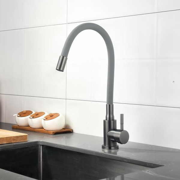 Змішувач для кухні Lidz Aria 015F3 (k35) з гнучким виливом Graphite/Grey (LDARI015F3GGRP49565)
