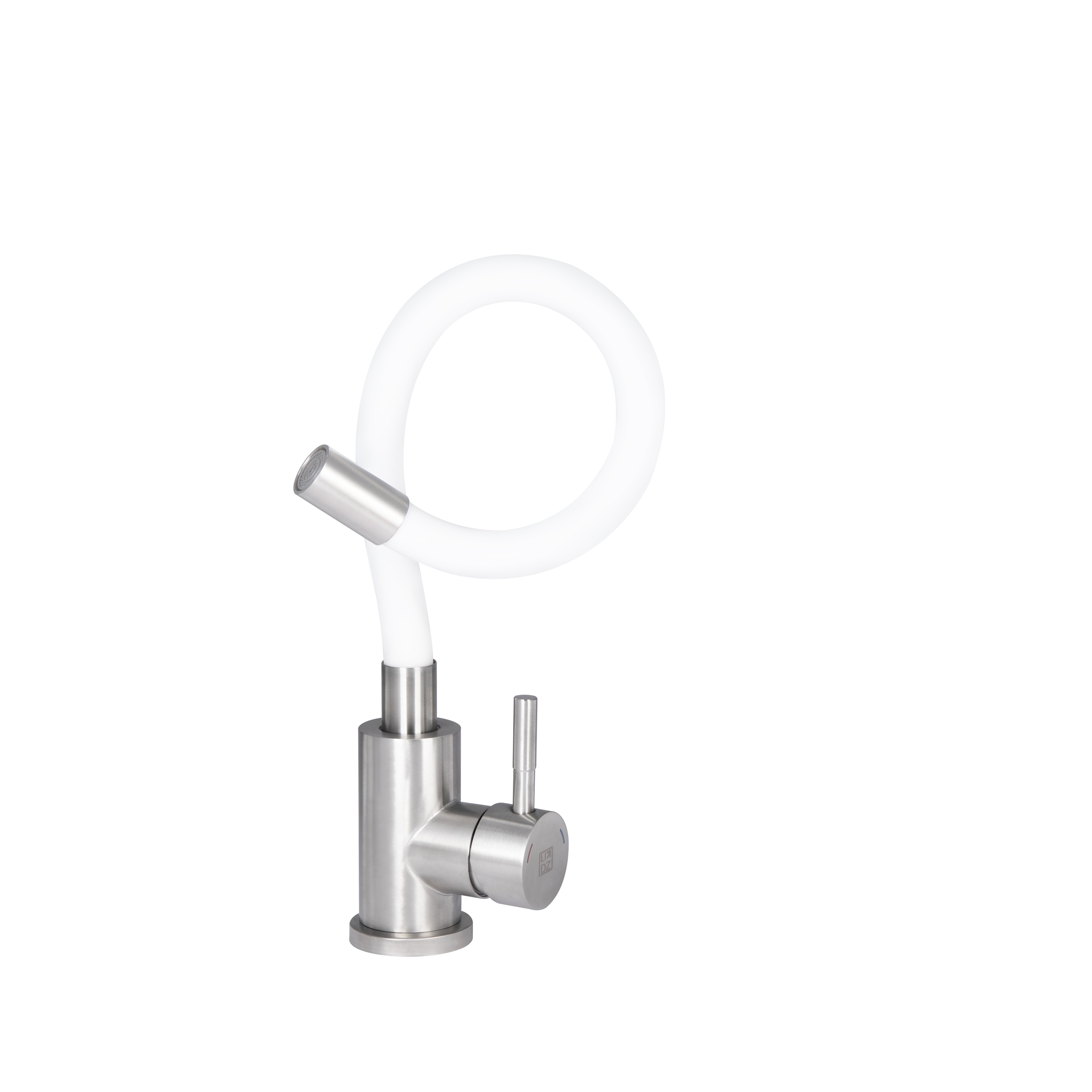 Змішувач для кухні Lidz Aria 015F3 з гнучким виливом (k35) White / Nickel (LDARI015F3WHI43362)