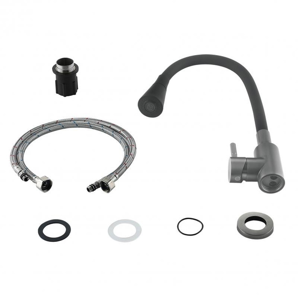 Змішувач для кухні Lidz Aria 015F31 (k35) з гнучким виливом Graphite/Black (LDARI015F31BGRP49566)