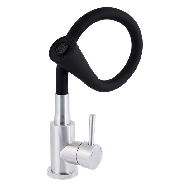 Змішувач для кухні Lidz Aria 015F31 з гнучким виливом (k35) Black / Nickel (LDARI015F31BNK31872)