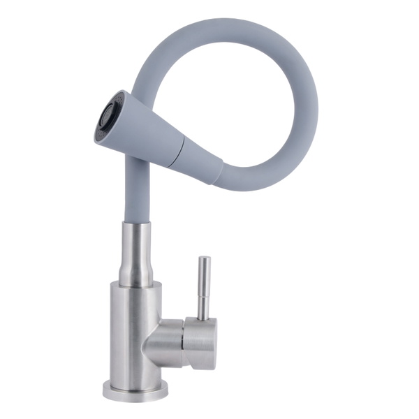 Змішувач для кухні Lidz Aria 015F31 з гнучким виливом (k35) Grey / Nickel (LDARI015F31GNK31871)