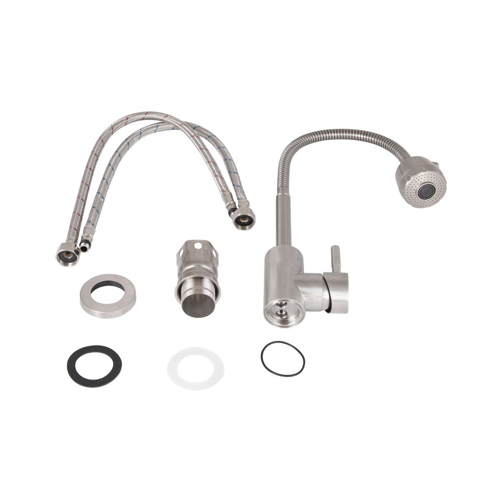 Змішувач для кухні Lidz Aria 015F41 з гнучким виливом (k35) Nickel (LDARI015F41NKS45306)