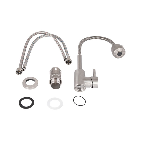 Змішувач для кухні Lidz Aria 015F41 з гнучким виливом (k35) Nickel (LDARI015F41NKS45306)