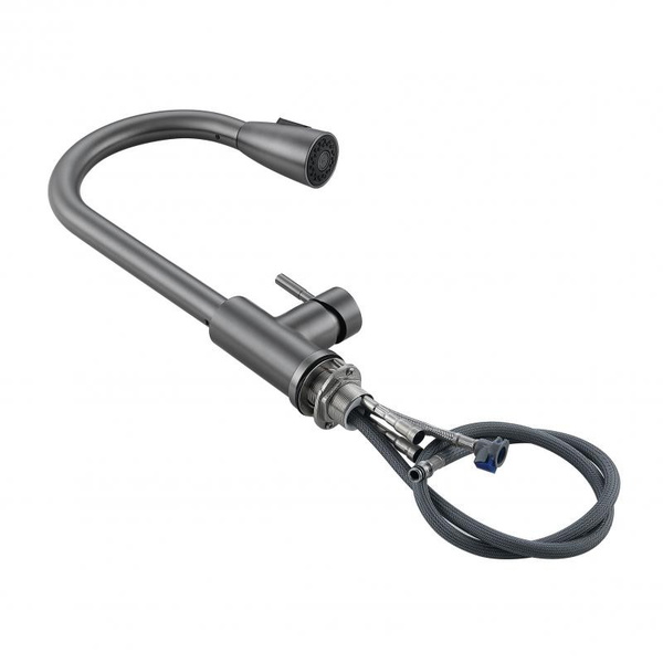 Змішувач для кухні Lidz Aria 015FL (k35) з висувним виливом Graphite (LDARI015FLGRP49560)