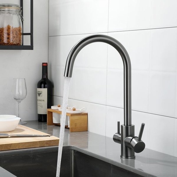 Змішувач для кухні Lidz Aria 020F (k35) з підключенням для питної води Graphite (LDARI020FGRP49562)