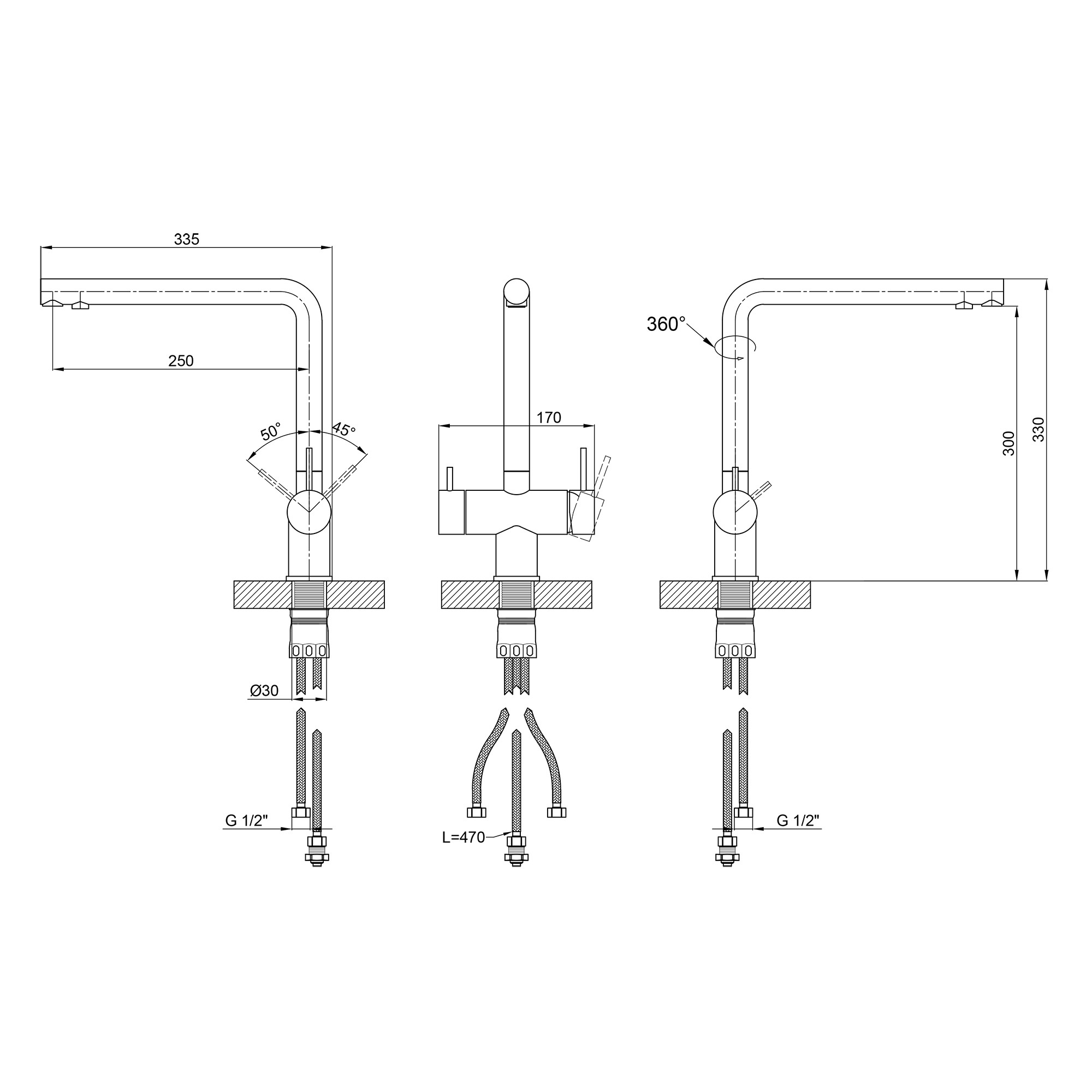 Змішувач для кухні Lidz Aria 020F1 (k35) Nickel (LDARI020F1NKS43359)