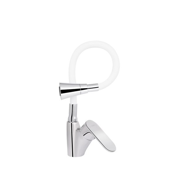 Змішувач для кухні Lidz Tani 007F3 з гнучким виливом (k40) Chrome/White (LDTAN007F3WCR40423)