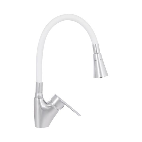 Змішувач для кухні Lidz Tani 007F3 з гнучким виливом (k40) Chrome/White (LDTAN007F3WCR40423)
