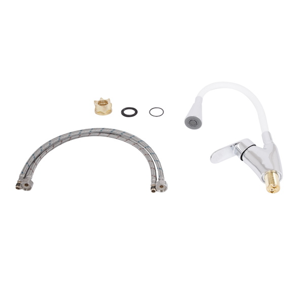 Змішувач для кухні Lidz Tani 007F3 з гнучким виливом (k40) Chrome/White (LDTAN007F3WCR40423)