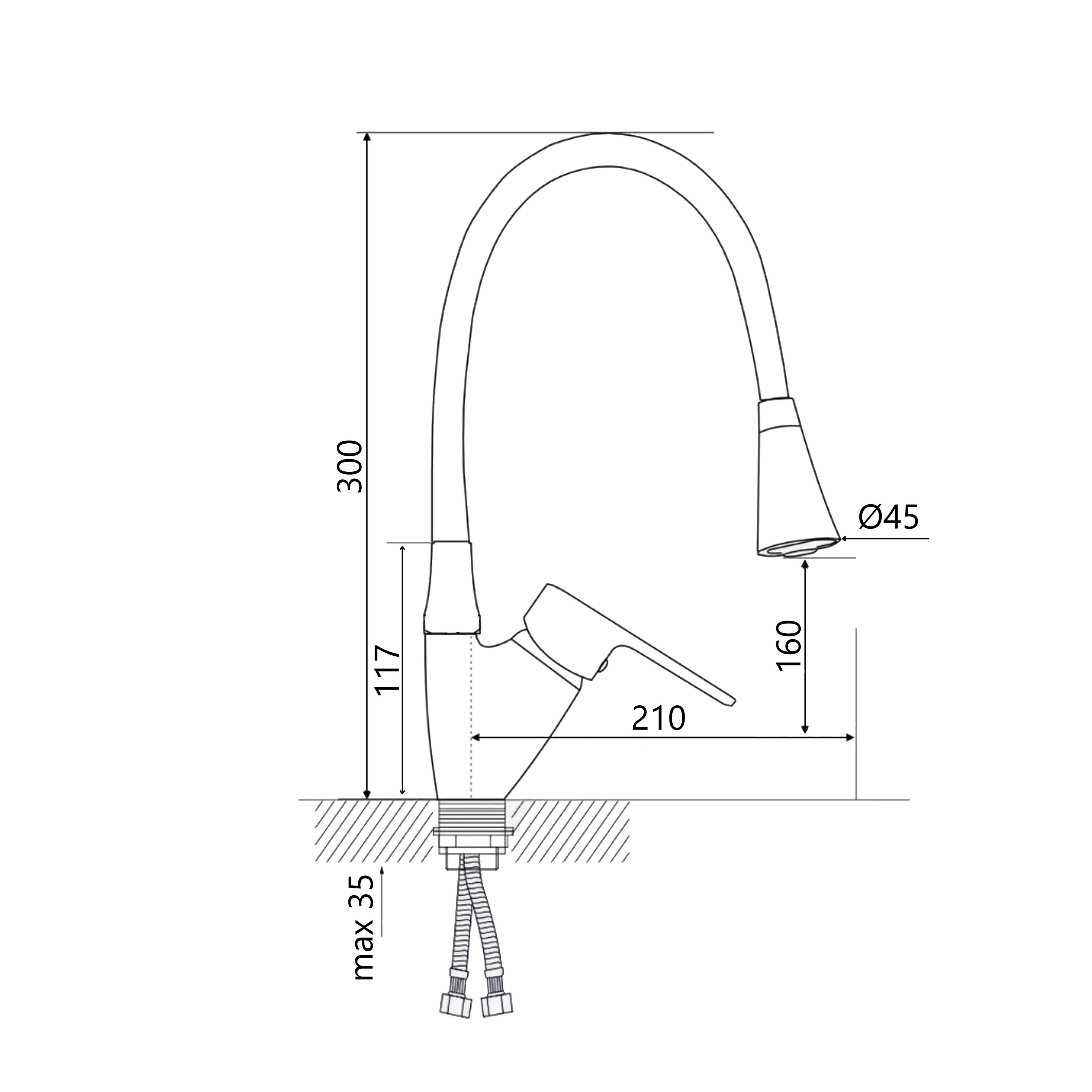 Змішувач для кухні Lidz Tani 008F3 з гнучким виливом (k40) Chrome/White (LDTAN008F3WCR37037)