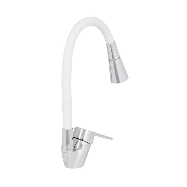 Змішувач для кухні Lidz Tani 008F3 з гнучким виливом (k40) Chrome/White (LDTAN008F3WCR37037)