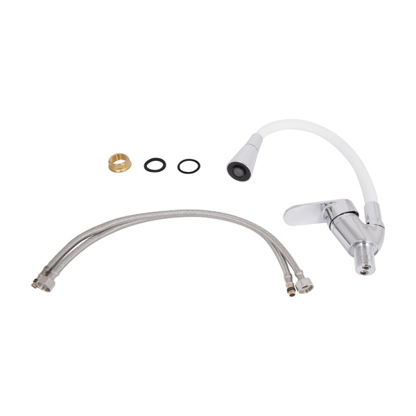Змішувач для кухні Lidz Tani 008F3 з гнучким виливом (k40) Chrome/White (LDTAN008F3WCR37037)